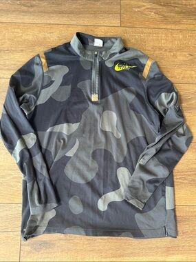 Nike Black & Gray Camo Quarter-Zip Pullover with Yellow Accent